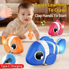 Electric automatic obstacle avoidance clownfish swinging walking baby exercise baby crawling guide simulation fish toy