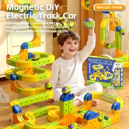 Magnetic Cube Train Electric Toy Train, High-Speed ​​Rail Magnetic Track Car DIY Assembly Blocks, Children